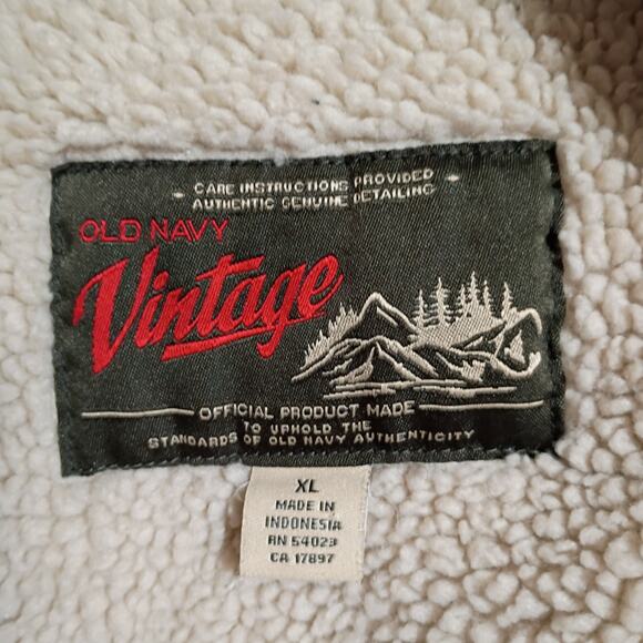 Old Navy Vintage Men's XL Corduroy Sherpa Lined Jacket Tan Easy Care Snap-Front - Picture 2 of 11